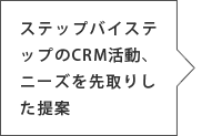 ステップバイステップのCRM活動、ニーズを先取りした提案